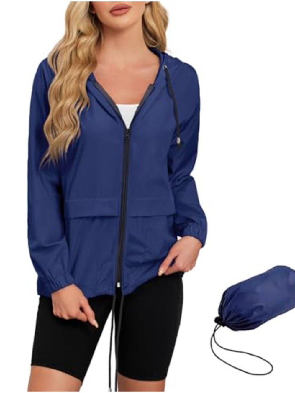 Women's Lightweight Packable Waterproof Hooded Rain Jacket